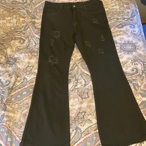 Men’s ripped frayed flare leg jeans